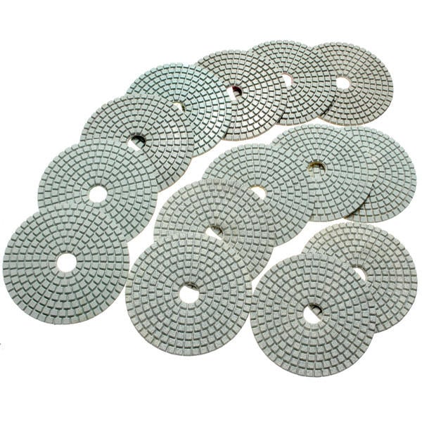 15pcs 4 Inch Polishing Pads Set 50-6000 Grit Wet Dry Diamond Polishing Pads with Self-Adhesive Disc