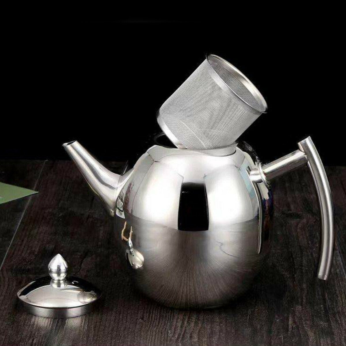 1.5L Capacity Stainless Steel Teapot Coffee Pot Kettle With Tea Leaf Filter