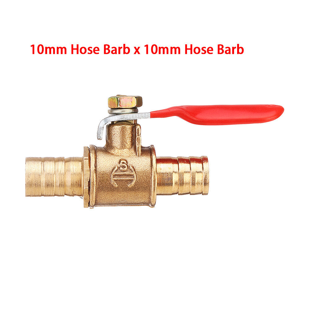 8/10mm Hose Barb Inline Brass Shutoff Mini Ball Valve Pipe Fitting 180 Handle Water Gas Fuel Line