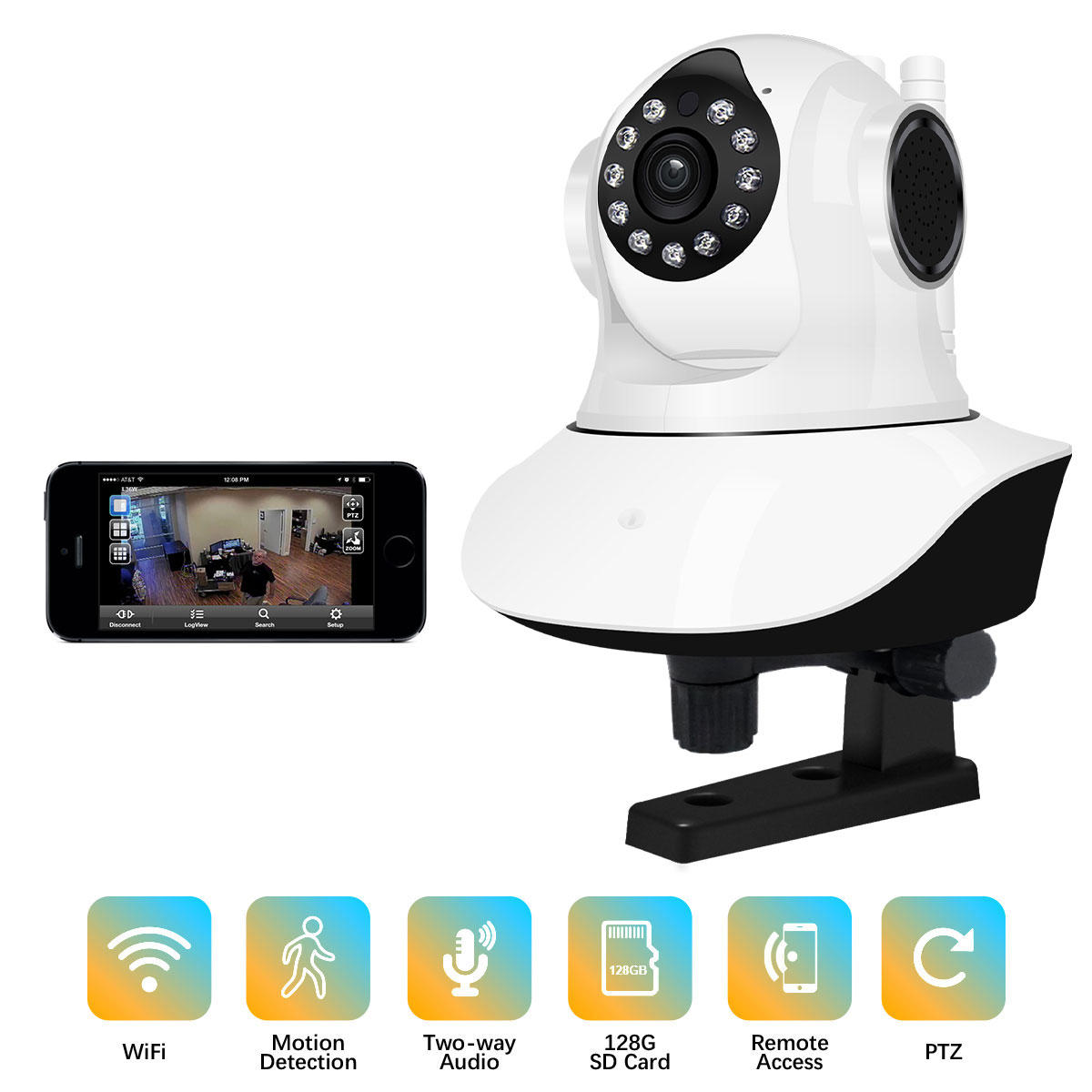 HD 1080P WIFI IP Camera 11 LED PT 360 Built-in Antenna IP Camera Moving Detection Two-way Audio Baby Monitors