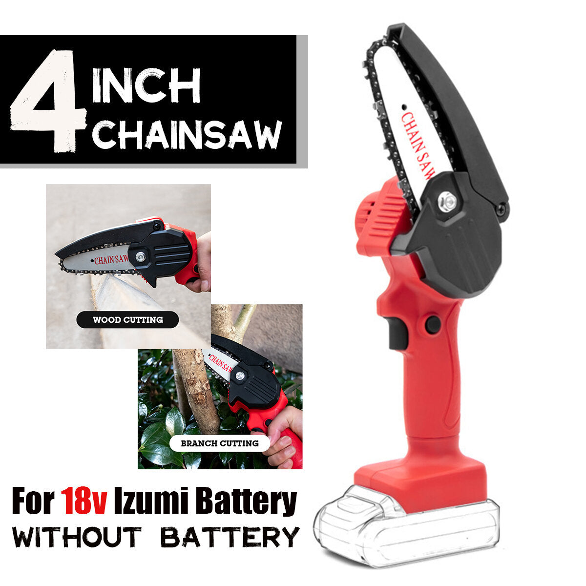 Portable Electric Saw Woodworking Chain Saw Tree Pruning Tool for 18V Makita/Izumi Battery