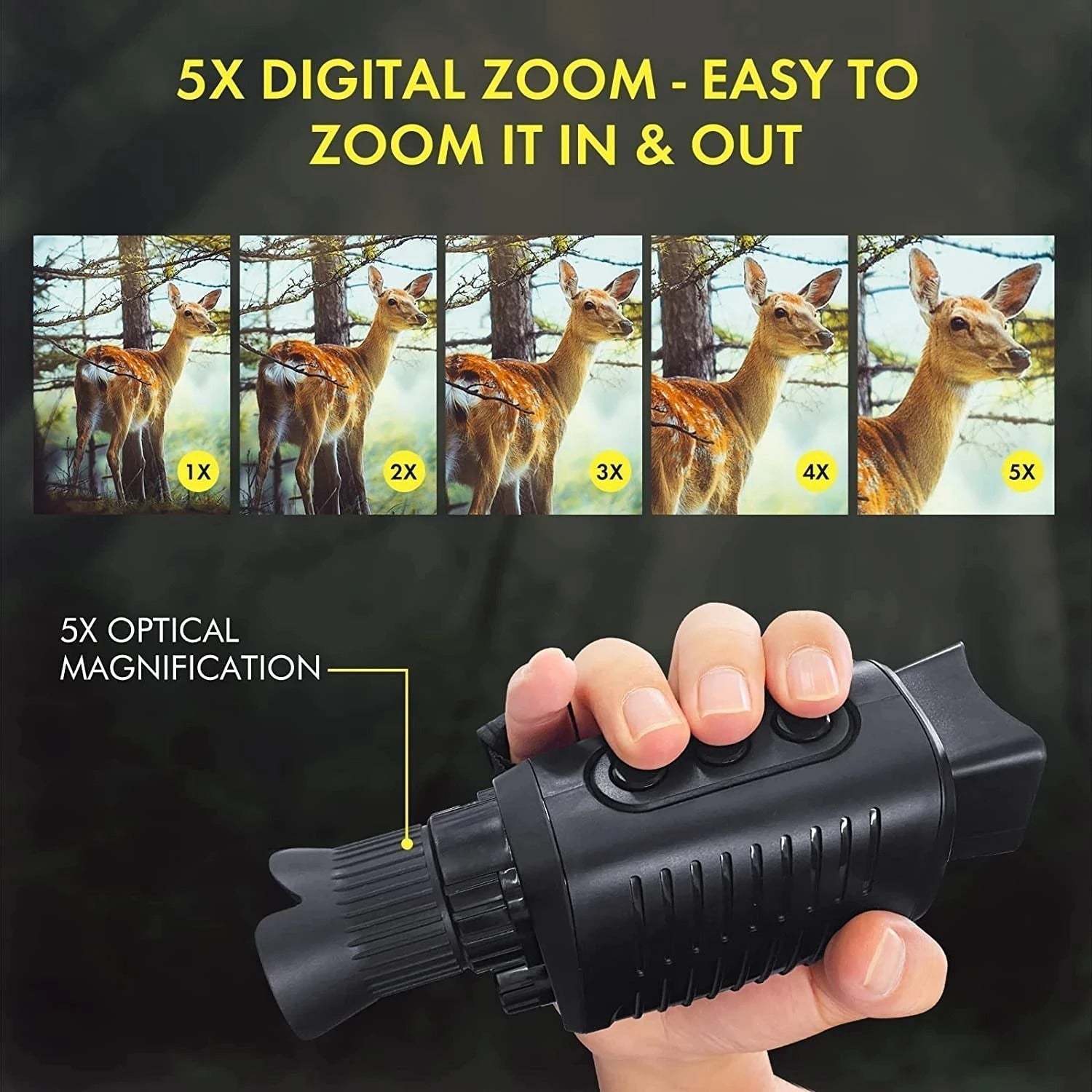 Handheld Monocular Night Vision Device for Outdoor Outdoor Search Full Darkness 300m