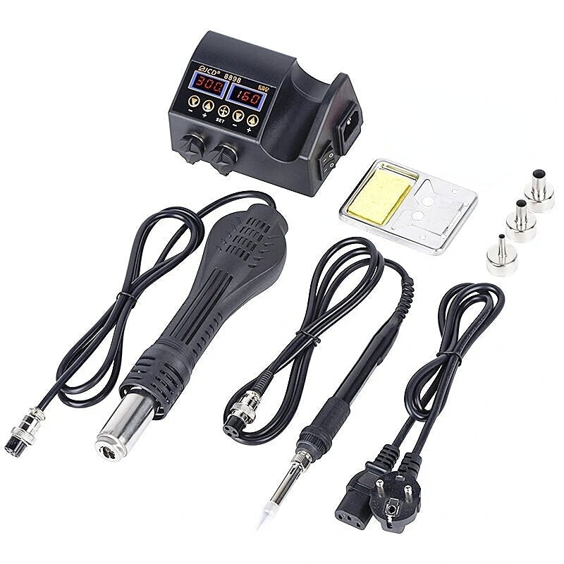 2 in 1 750W 220V/110V Soldering Station Hot Air Gun Heater LCD Digital Display Soldering Iron Welding Rework Station