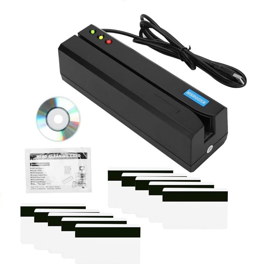 USB Card Magcard Reader Writer Build-in Adaptor Compatible for Windows MSR206 MSR X6 MSRX6BT