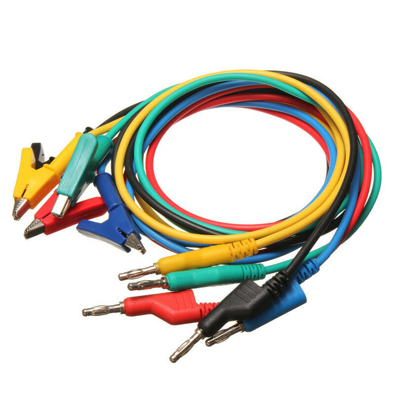 5Pcs 1M 4mm Silicone Banana Plug to Crocodile Alligator Clip Test Probe Lead Wire Cable