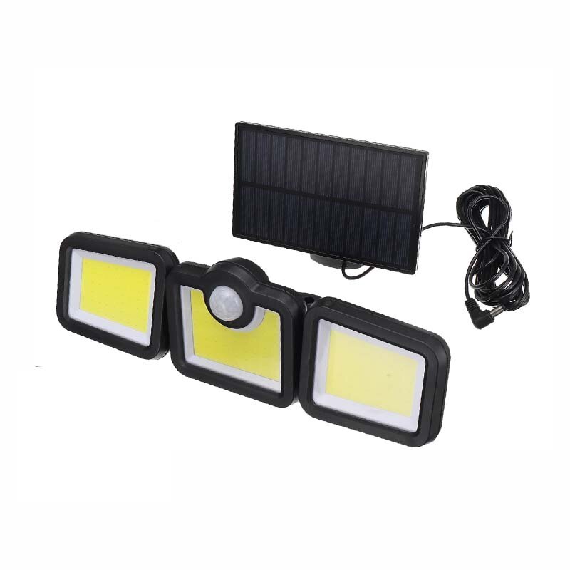 Solar Sensor Security Lights 3 Heads Motion Sensor Lights Adjustable Flood Lights Outdoor Spotlights Rotatable IP65 Waterproof