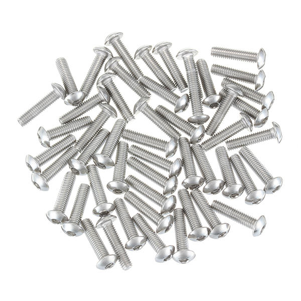 M3SH6 50Pcs M3 Stainless Steel Hex Socket Button Round Head Cap Screw Bolts 4-20mm Optional Length