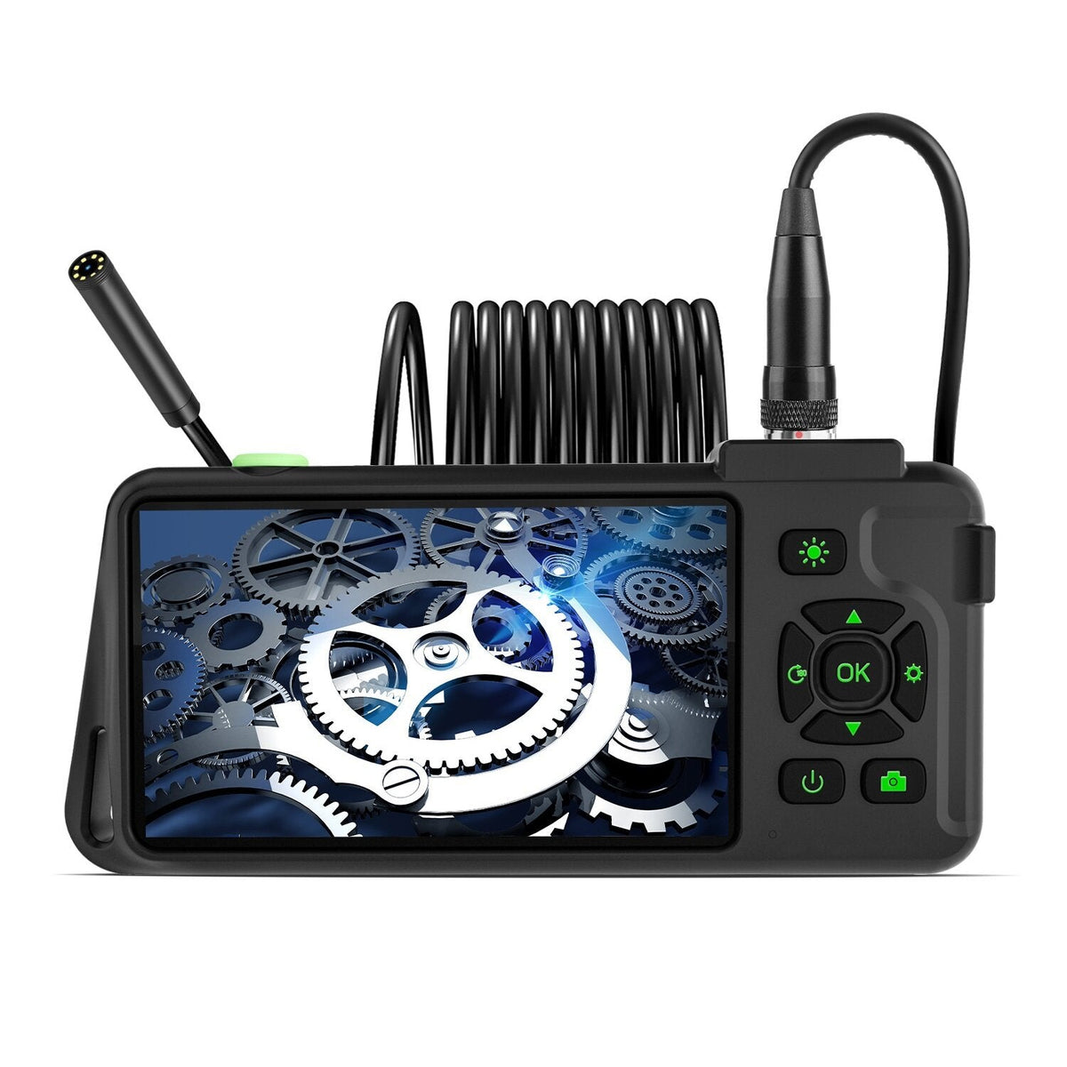 7.9mm Dual Lens 4.5-inch IPS Color Screen Industrial Borescope Waterproof Inspection Camera 3.5/5/10M Rigid Cable