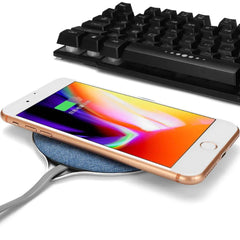 Fast Qi Wireless Charger Pad - Metal Cloth Mat for iPhone & Samsung 9V 7.5W