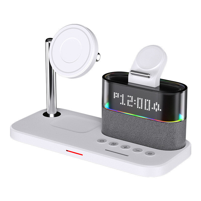 5-in-1 15W Magnetic Wireless Charger with Night Light & Alarm Clock for iPhone, Hui, Xiaomi, Earphones, Smart Wristbands