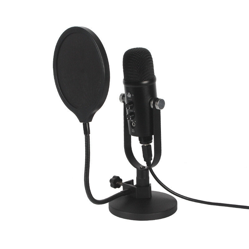 Condenser Microphone HIFI DSP Noise Reduction Reverberation Adjustable Built-In Sound Card USB Wired for YouTube Broadcast Recording Gaming