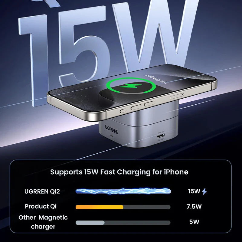 15W 2-in-1 Magnetic Wireless Charger Stand for iPhone, Samsung, Civi, Pura, AirPods & Apple Watch