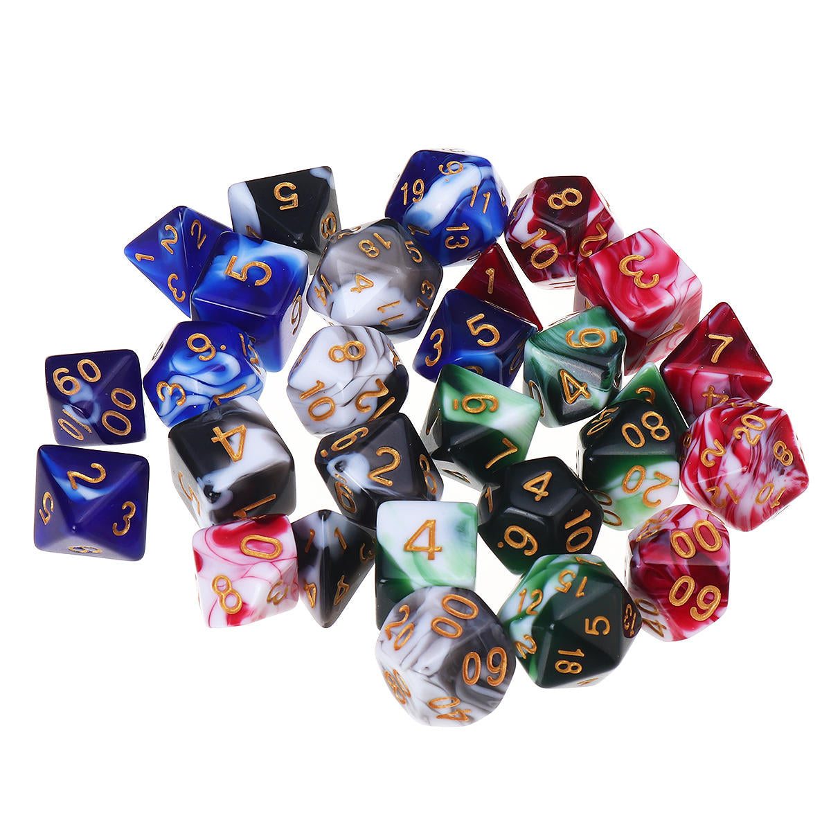 28Pcs Multisided Dice Polyhedral Dices Set Board RPG Dice Set 4 Colors With 4 Bags