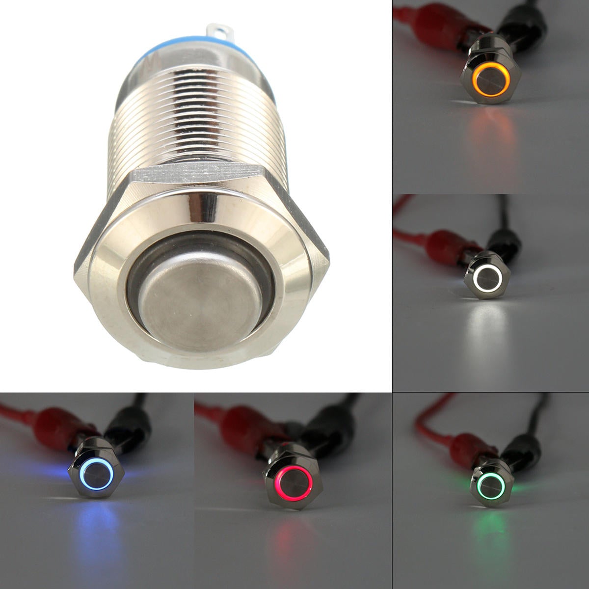 2 Set 12mm LED Metal Push Button Latching Switch Silver 4 Pin Waterproof Push Button Switch