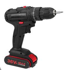 36V Cordless Electric Impact Hammer LED Light Drill Screwdriver With 2 Battery Household Power Tools