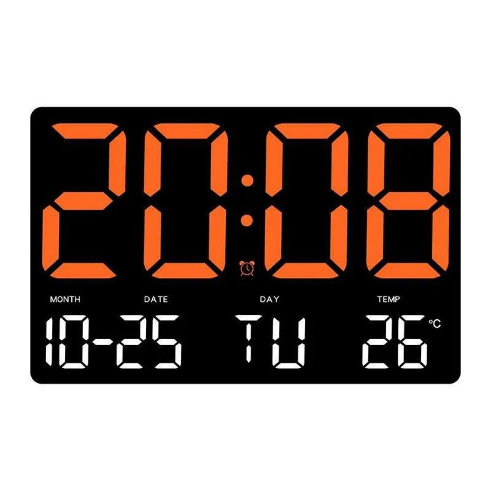 Large Digital LED Wall Clock: Remote Control, Adjustable Brightness, Temperature, Date, Week, 12/24H - Home/Office/Classroom