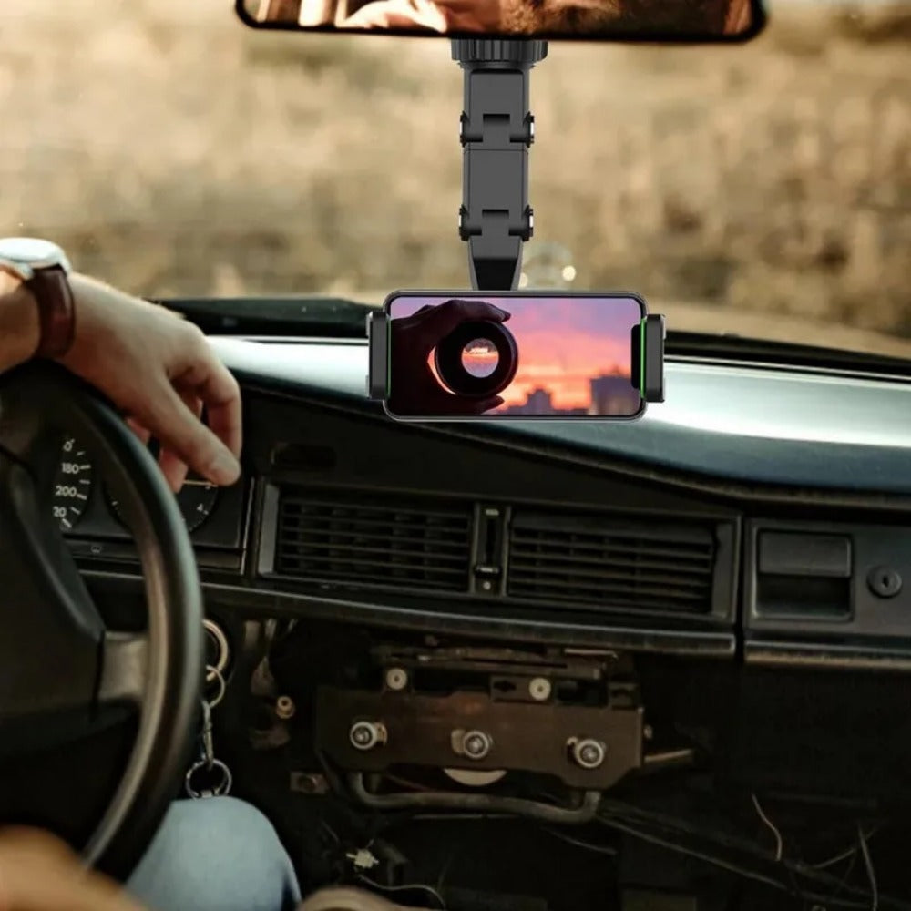 360° Rotating Car Phone Holder - Rearview Mirror Clip Bracket for Cell Phones