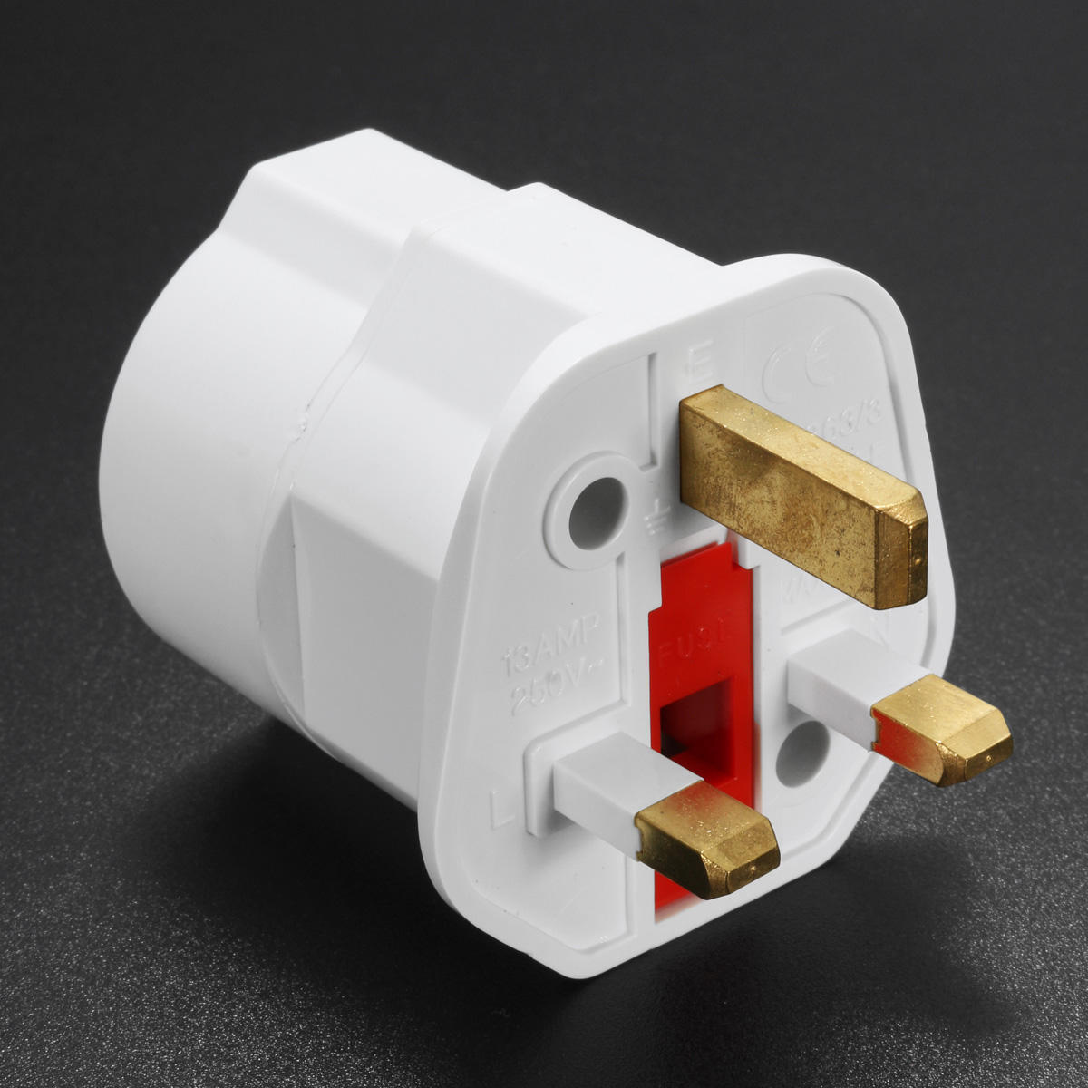 European 2 Pin to UK 3 Pin Plug Adaptor EU Schuko Travel Mains Adapter Max 3250W