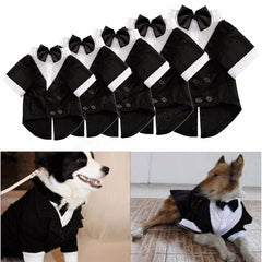 Pet Dog Cat Clothes Puppy Bow Tie Shirt Wedding Suit Clothes Tuxedo Costume Collared Shirt Jumpsuit