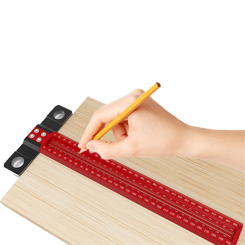 T Ruler Woodworking Scriber Parallel/Vertical Line Drawing Tool with T-Shaped Hole Marking Ruler