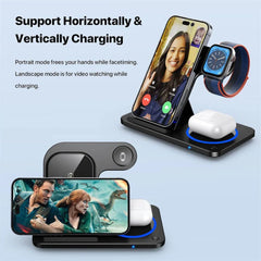 15W Fordable Fast Wireless Charger Stand for iPhone, Samsung, Hui, Xiaomi, AirPods, Apple Watch