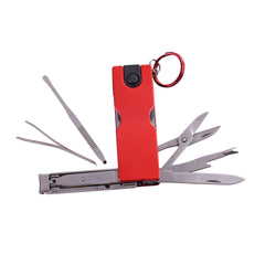 Folding Nail Clippers Scissors Outdoor Portable Multi-functional Tools Beauty Tool with LED Light and Key Ring
