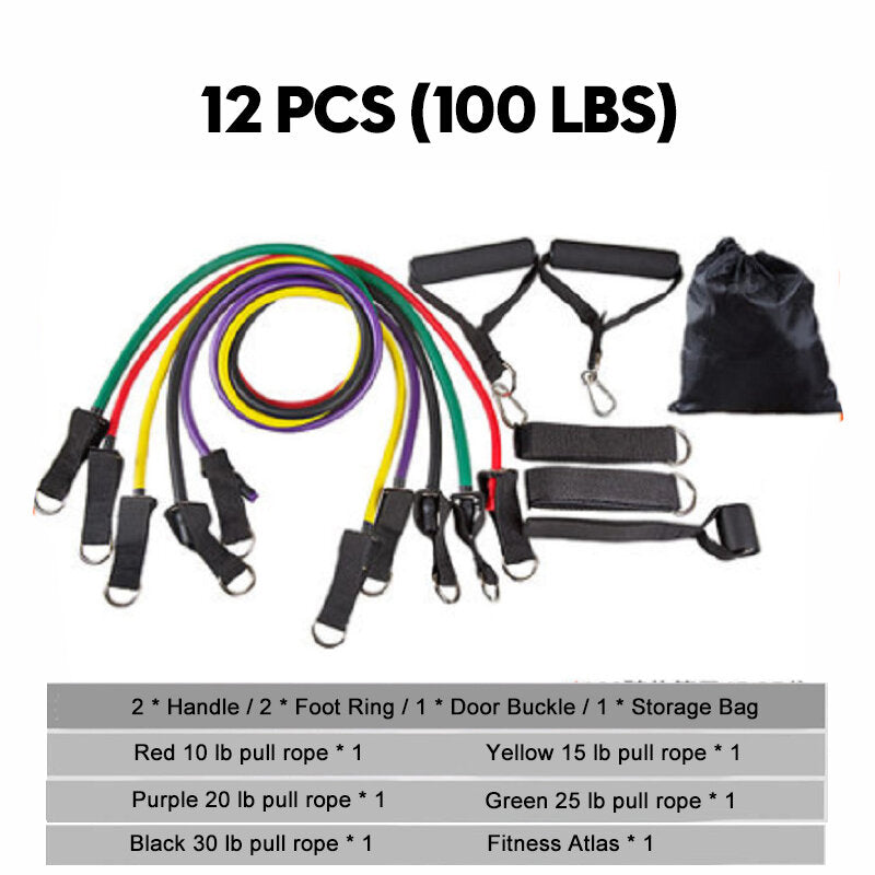 10-16Pcs/Set Resistance Bands Yoga Rubber Tubes Home Fitness Pull Rope Gym Exercise Tool
