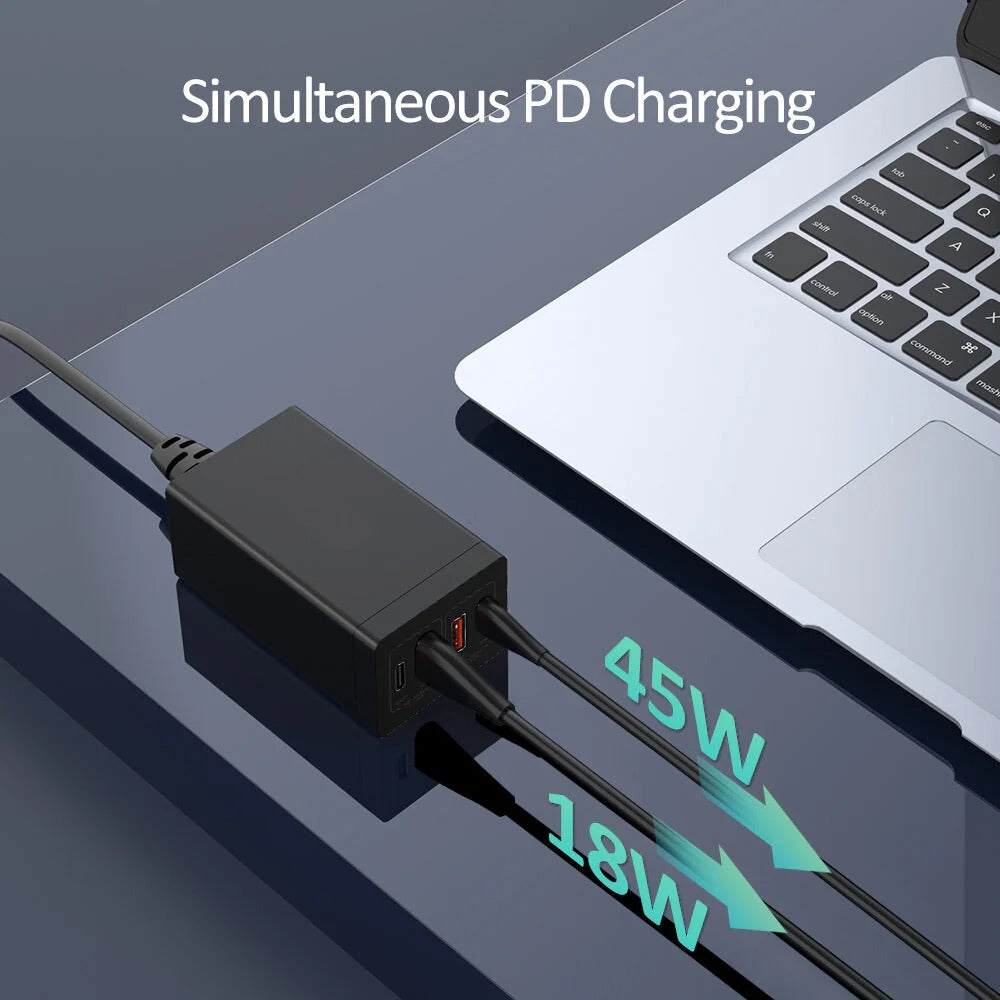 65W GaN 4-Port Fast Charger PPS PD3.0 QC3.0 for iPhone 14, Samsung, MacBook, iPad Pro