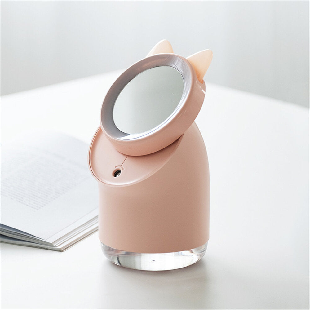 LED Light Makeup Mirror Humidifier Touch Dimmer USB Table Desk Cosmetic Mirrors3 Life 300ML