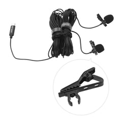 Dual Lavalier Microphone Omnidirectional Digital Clip-on Lapel Collar Mic for USB Type-C Android Smartphone iPad Pro PC 6M