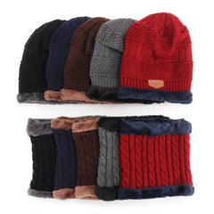 Outdoor Sports Bike Hat Winter Warm Knitted Baggy Beanie Cap Scarf Set