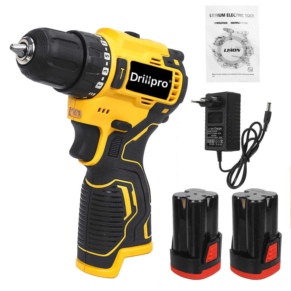 18V Brushless Electric Drill Driver Cordless Rechargeable Screwdriver W/ 1 or 2 Battery