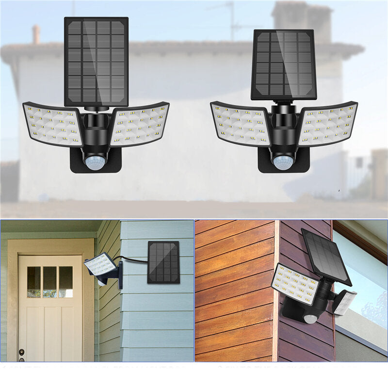 3 Modes Double Heads LED Solar Light Outdoor Motion Sensor  Rotatable Waterproof Wall Lamp