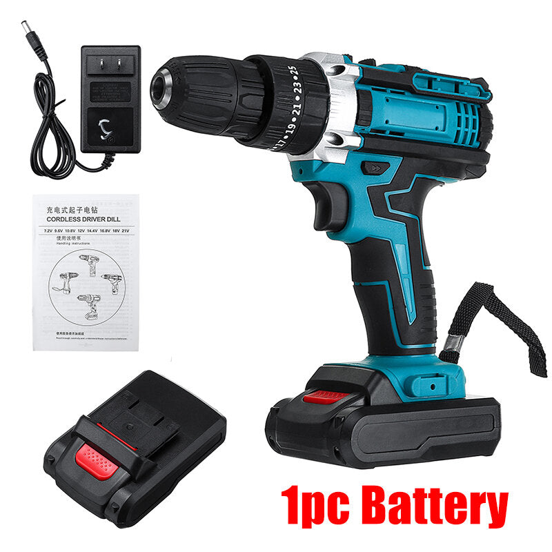 48VF Cordless Impact Electric Screwdriver Drill 25+3 Gear Forward/Reverse Switch Power Screw Driver