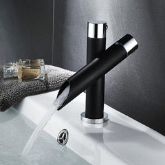 Modern Unique Bathroom Basin Faucet Single Handle Kitchen Sink Mixer Tap Waterfall Black