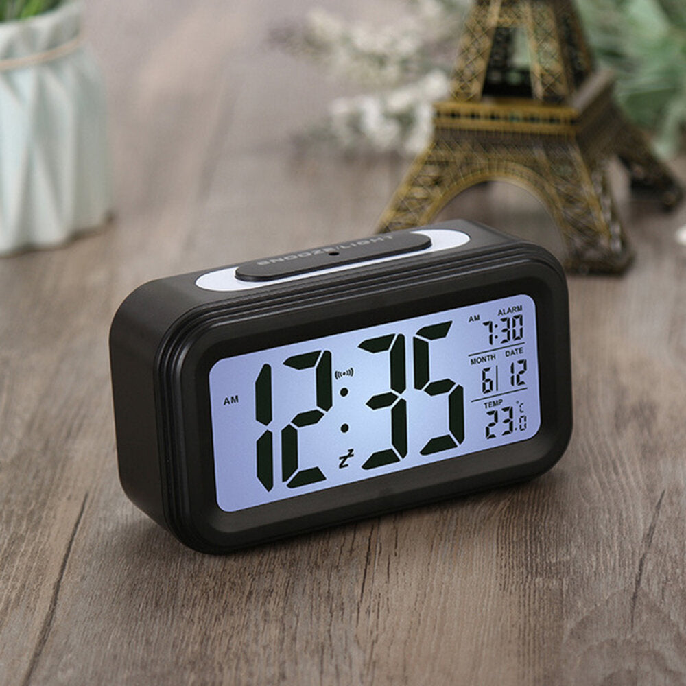 Digital LED Display Alarm Clock Backlight Thermometer with Snooze Function
