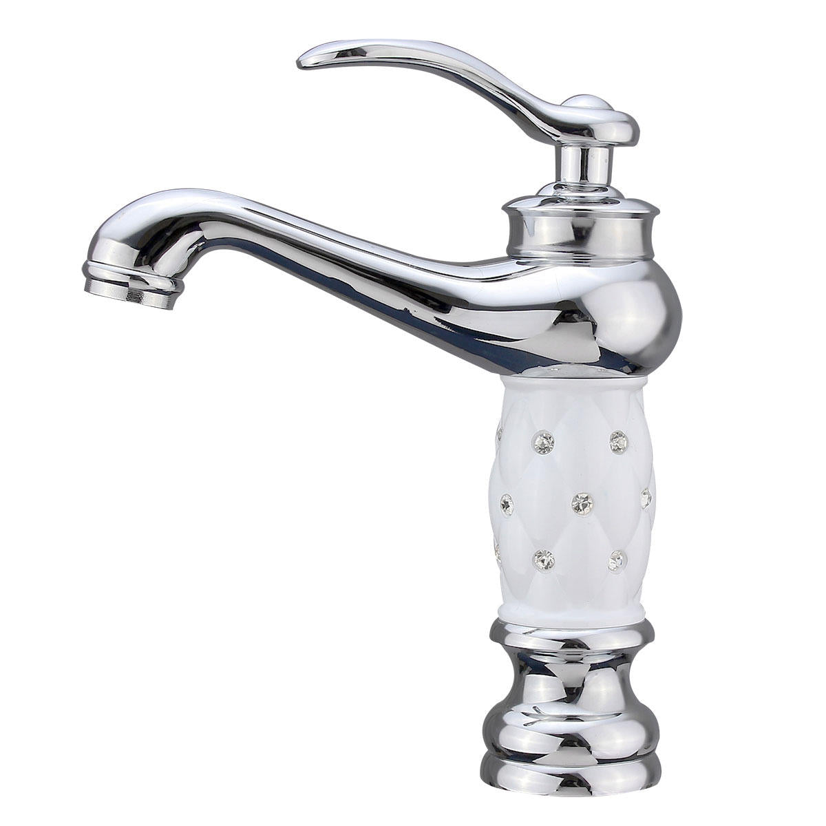 Modern Brass Finish White Single Handle Bathroom Kitchen Sink Faucet Mix Tap