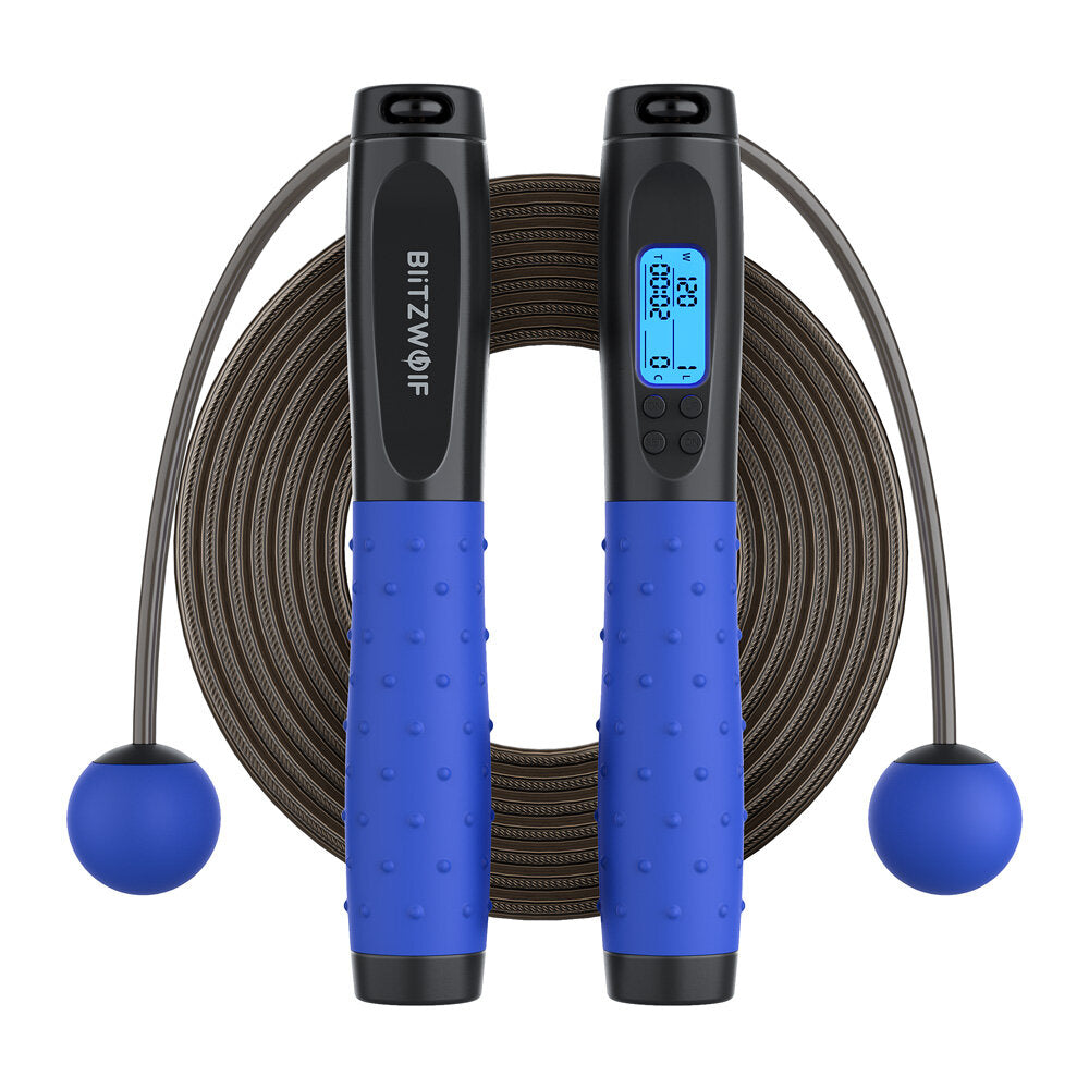 10" Digital Jump Rope with Counter HD LCD Display Ball Bearings Rapid Speed Jump Rope Cable 360Tangle-free Design Rope / Cordless Option