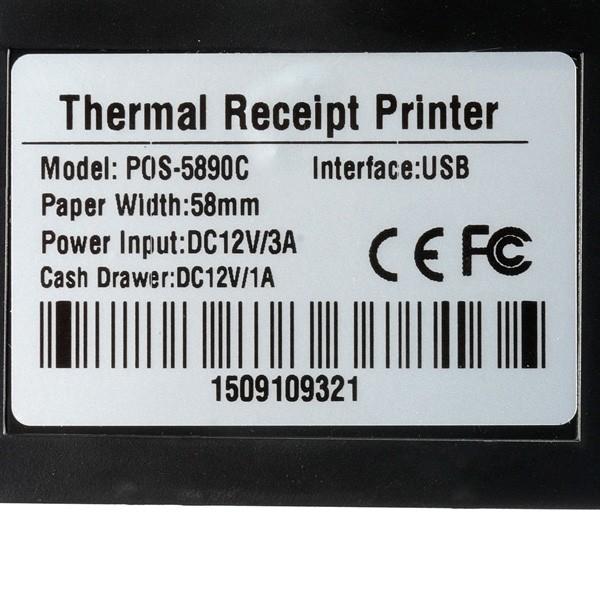 12V USB Mini 58mm POS ESC Thermal Dot Receipt Printer Set 384 Line with Roll Paper