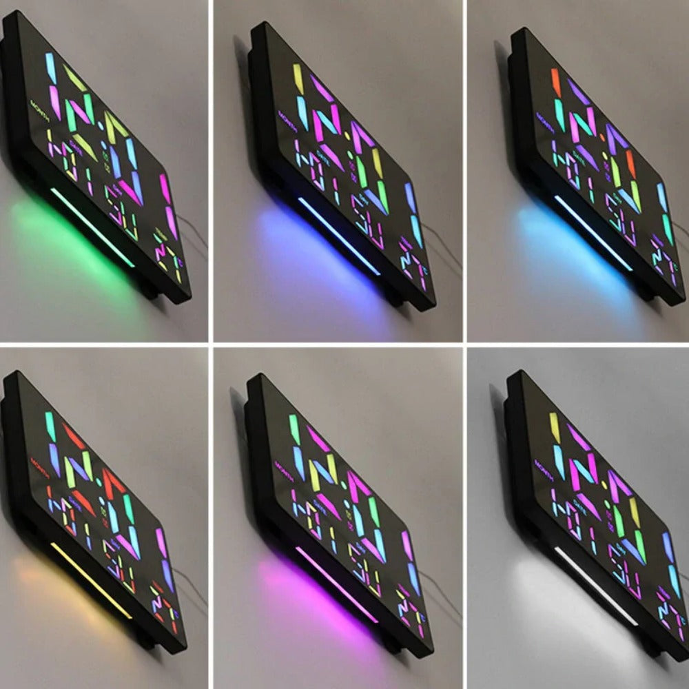 RGB Rainbow Digital Wall Clock with LED Display, Snooze, Remote, Auto Brightness, Temperature, Date, Week, 12/24H - Ideal for Home, Office, Classroom