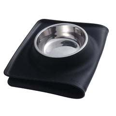 Stainless Steel Pet Dog Cat Bowls Silicone Mat Water Food Feeder Dish Pet Bowl