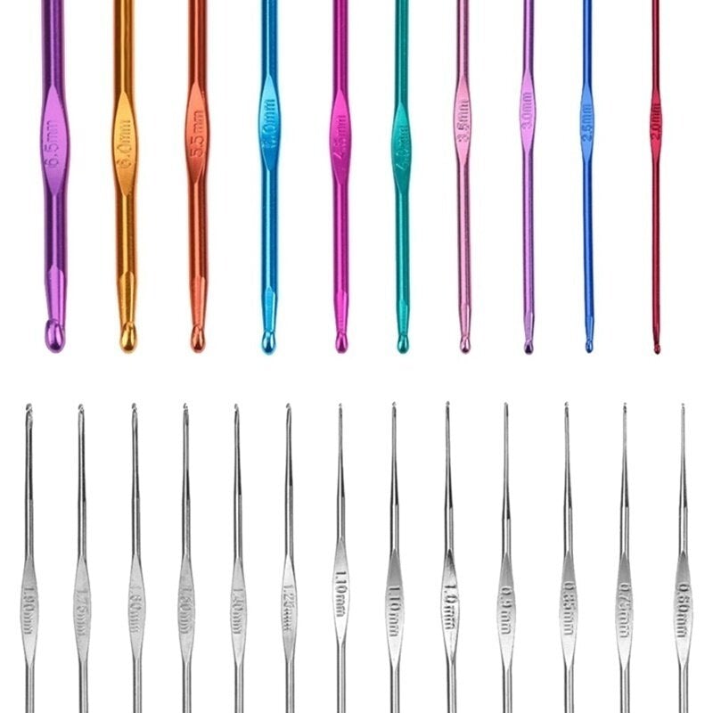 100Pcs Crochet Hooks Full Set Knitting Needles Sewing Kit Tools with Leather Case