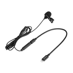 Cardioid Lavalier Lapel Clip-on Microphone Detachable Single Head for iOS Smartphones with 3.5mm TRS to Lightnings Cable