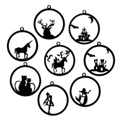 Acrylic DIY Frame Bezel Pendant Black Plastic UV Resin Box Christmas Decoration Gift 8 Pattern with Hole