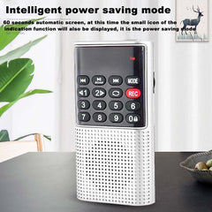 Mini FM Radio Portable Speaker Music Player with Headphone Jack Support Recording TF Card AUX Folders Play