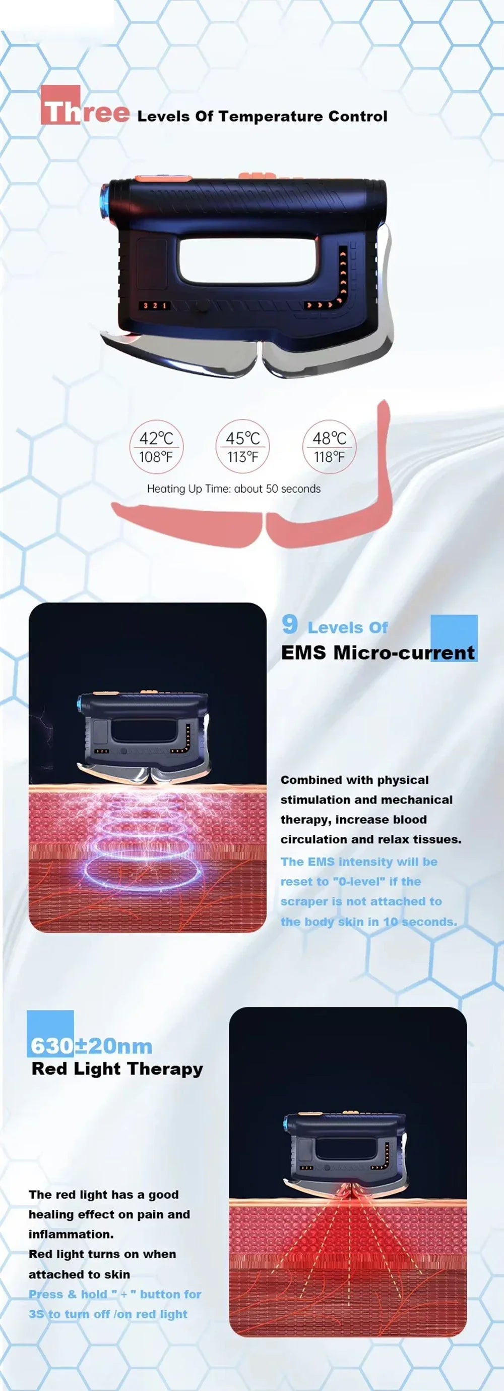Fascia EMS, Red Light Therapy, Heated Muscle Scraper and Back Massager