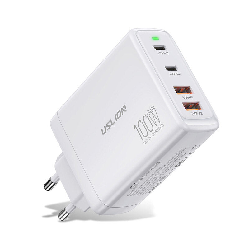 100W GaN 4-Port USB PD Charger, Fast Charging Adapter for iPhone, Samsung, Hui