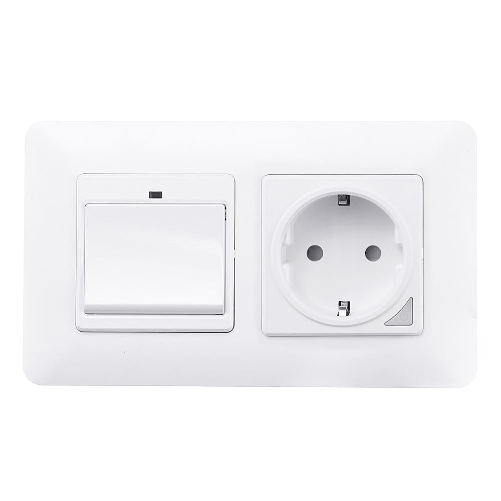 WiFi Smart Light Wall Switch Socket Outlet + 1 Gang Push Button Switch DE EU Tuya Wireless Remote Control Work with Alexa Google Home
