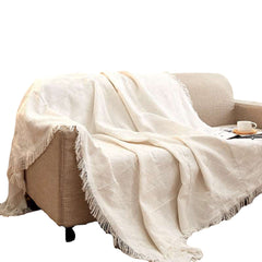 Sofa Blanket Solid Color Lattice Knitted Blankets with Tassel Bed Sofa Cover Throw Blanket Dust Cover Home Office Furniture Decorations