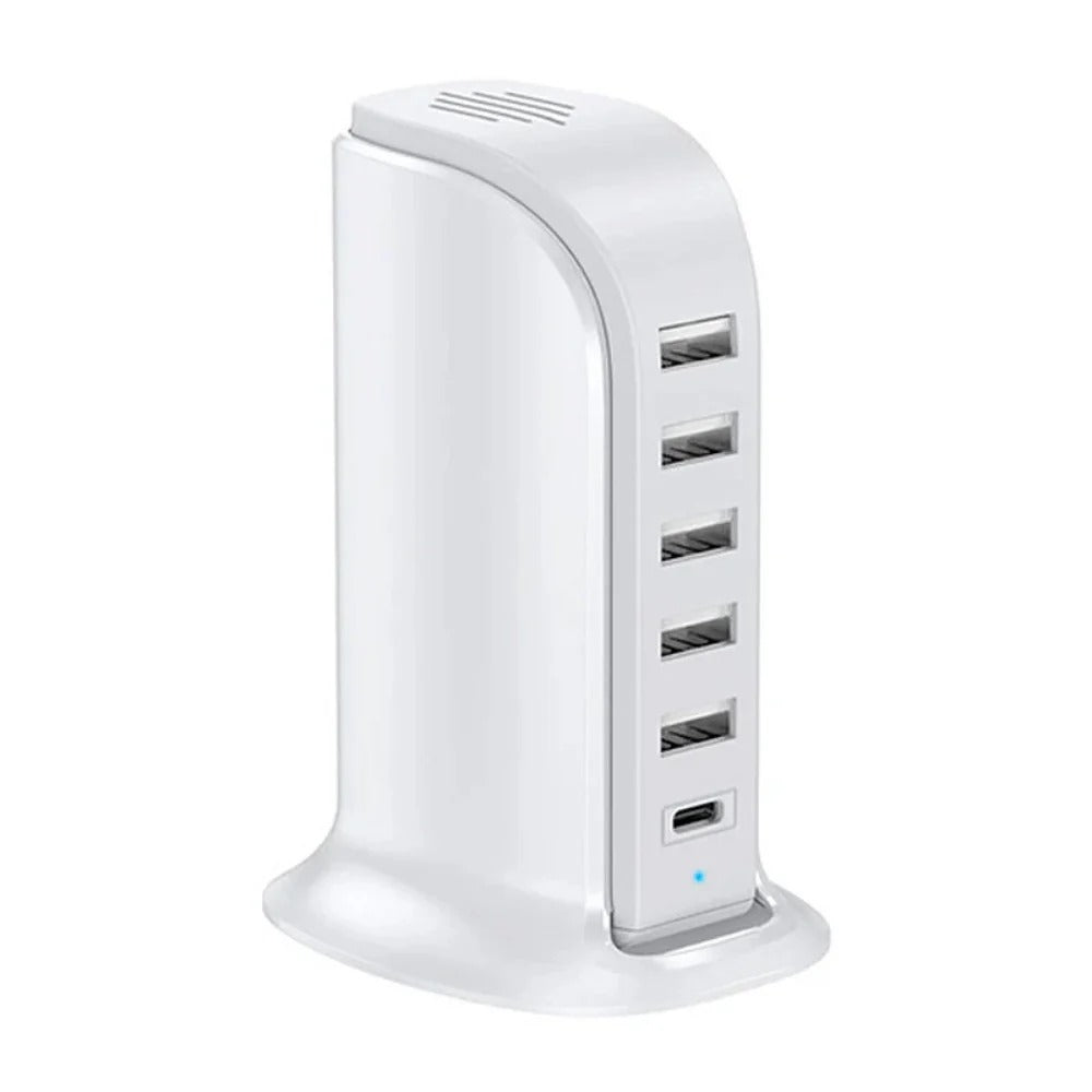 40W 6-Port USB PD Charger, Fast Charging Station for iPhone, Hui, Samsung, Xiaomi